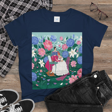💎🌸 The Lady Of The Jeweled Garden Cotton Tee – Art Deco Floral Elegance