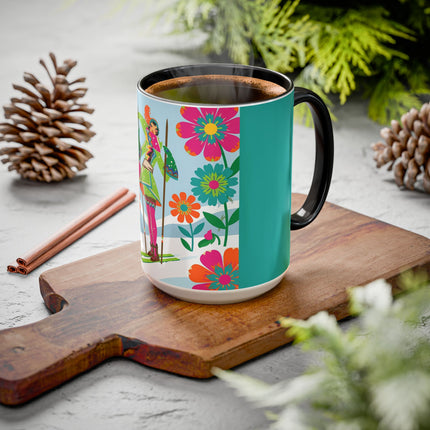 🎿🌸 The Winter Flower Adventurer Colorful Mug – Colorful Ski Fantasy