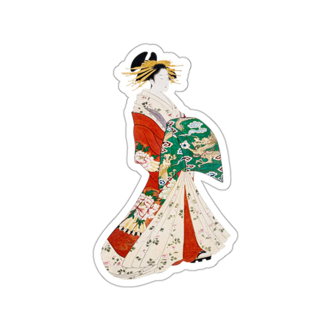 Japanese Woman by Hosoda Eishi Kiss-Cut Stickers (4 Sizes)