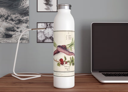 Carrot, Daucus carota and red currant, Ribes rubrum by Anselmus Boëtius de Boodt Slim Water Bottle