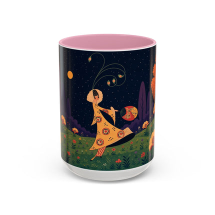 🌙🌼 The Moonlit Floral Dancer Colorful Mug – Art Deco Garden Fantasy