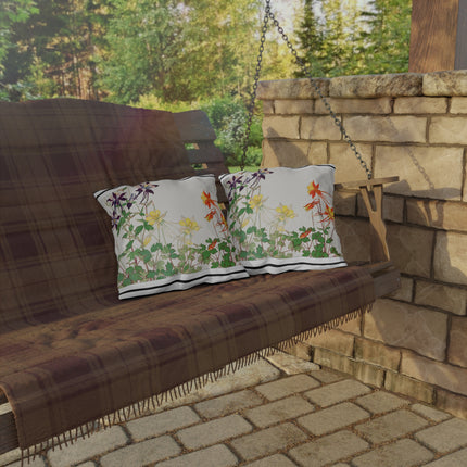 Aquilegia Flowers by Tanigami Kônan Outdoor Pillows