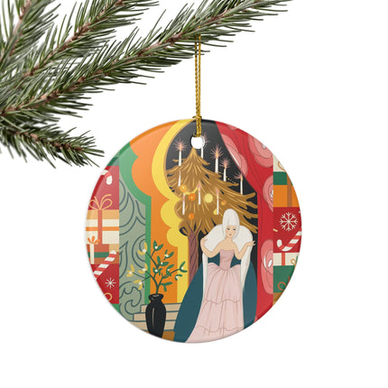 ❤️ The Lady Of The Candlelit Christmas Alcove Ceramic Ornament – Art Deco Holiday Elegance