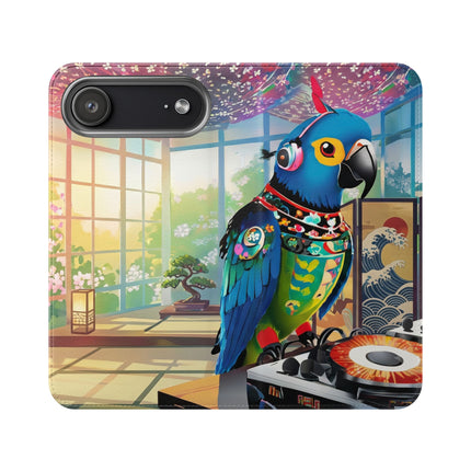 🎧🦜 Parrot DJ Flip Case – Neon Beats & Cyber Groove