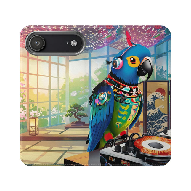 🎧🦜 Parrot DJ Flip Case – Neon Beats & Cyber Groove