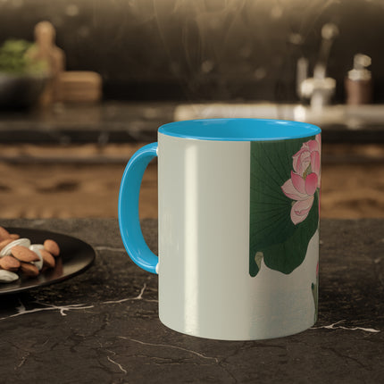 Blooming Lotus Flowers by Ohara Koson Colorful Mugs, 11oz