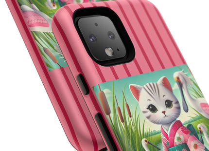 Geisha Kitten Strolls Among the Spoonbills Phone Cases