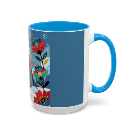 ❤️❄️ The Winter Heart Messenger Colorful Mug – Art Deco Snow Garden Fantasy