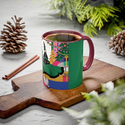 🎄🎁 The Emerald Christmas Belle Colorful Mug – Colorful Holiday Fashion Fantasy