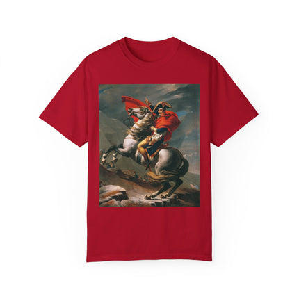 Napoleon Crossing the Alps by Jacques-Louis David Unisex Garment-Dyed T-shirt