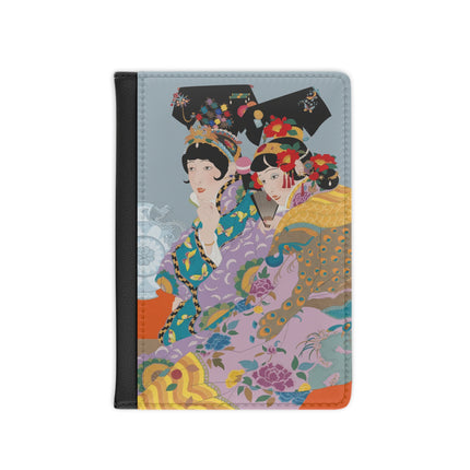 Two Geishas in Peacock Kimonos Passport Cover – Sisterly Grace & Peacock Elegance