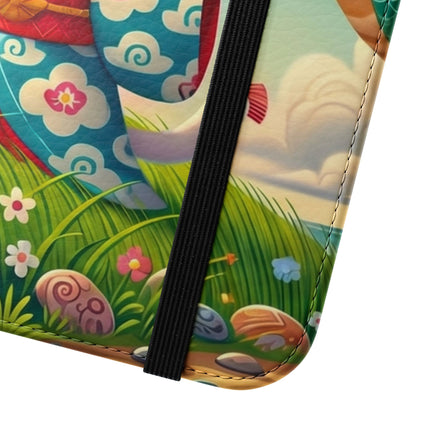 🪁🐉 Geisha Kitten and the Dragon Kite Flip Case – Joyful Flight & Dragon Spirit