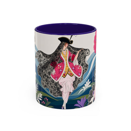 🌸🎀 The Pink Lace Garden Promenade Colorful Mug – Art Deco Fashion Elegance