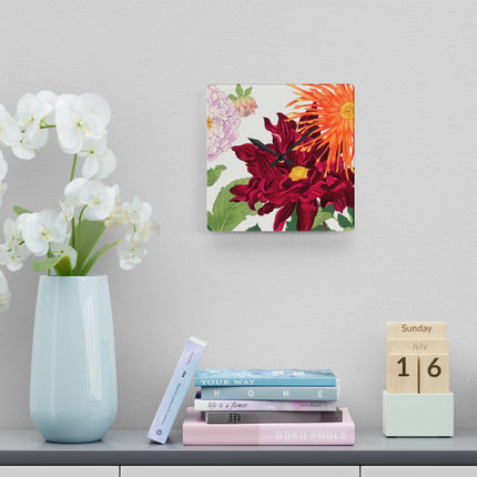 Dahlia Flower by Tanigami Kônan Acrylic Wall Clock, Round and Square