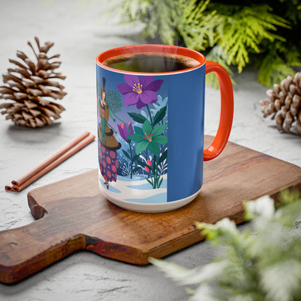 🌹❄️ The Holly Rose Of Winter Colorful Mug – Art Deco Christmas Garden
