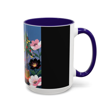 🌹🎄 The Lady Of The Candlelit Rose Tree Colorful Mug – Art Deco Christmas Garden