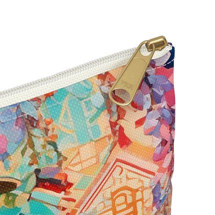 Golden Wisteria Symphony Accessory Pouch – Klimt Inspired Floral Art Design