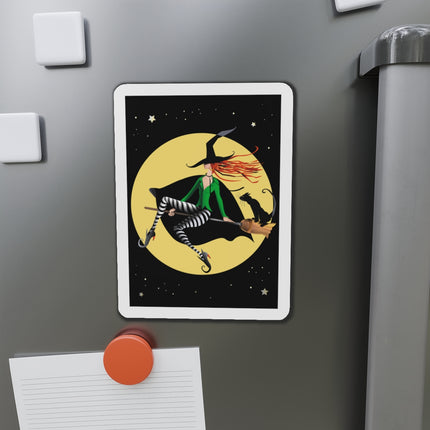 A Witch’s Moonlit Flight Die-Cut Magnets (5 Sizes)