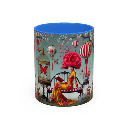 Reading in a Painted Garden Colorful Mugs (11oz, 15oz)