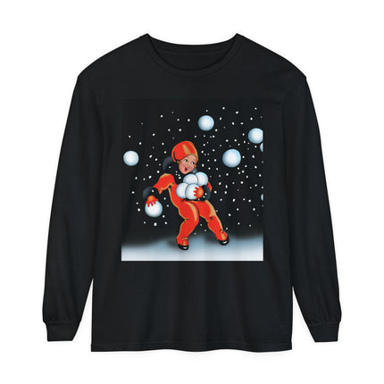 Festive Snowball Unisex Garment-dyed Long Sleeve T-Shirt