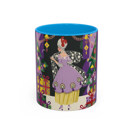 🎁✨ The Lavender Christmas Masquerade Colorful Mug – Art Deco Holiday Fantasy