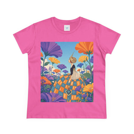 🌺🧡 The Lady Of The Golden Garden Cotton Tee – Art Deco Fashion Fantasy