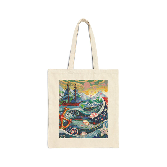 Nautical Patterns Cotton Canvas Tote Bag