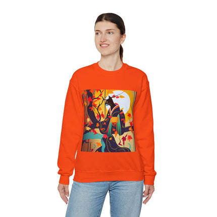 Black Cat in Kimono Unisex Heavy Blend™ Crewneck Sweatshirt