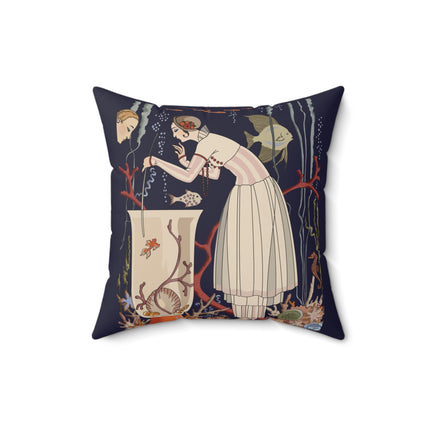 L'Etourdissant Petit Poisson (The Dazzling Little Fish) by George Barbier Spun Polyester Square Pillow