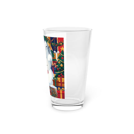 ☃️🎄 The Snowman's Christmas Companion Pint Glass – Art Deco Holiday Fantasy