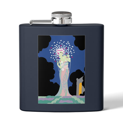 Butterfly Enchantress Stainless Steel Flask – Ethereal Art Deco Magic & Transformation