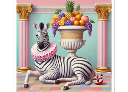 Zebra, Fruit, and Pink Columns Kiss-Cut Stickers (4 Stickers)