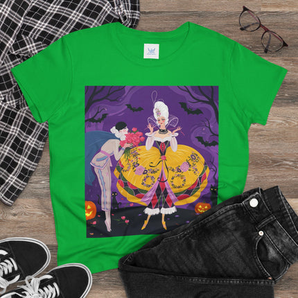 🎭🌹 The Harlequin Rose Masquerade Cotton Tee – Theatrical Halloween Romance