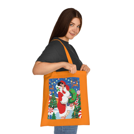 🍬🎄 The Lady Of The Peppermint Christmas Garden Cotton Tote Bag – Art Deco Holiday Fantasy