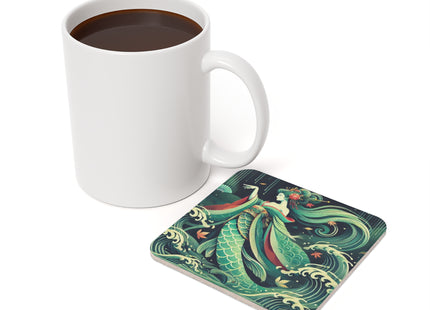 Mermaid Queen Rising from the Deep Cork Back Coaster