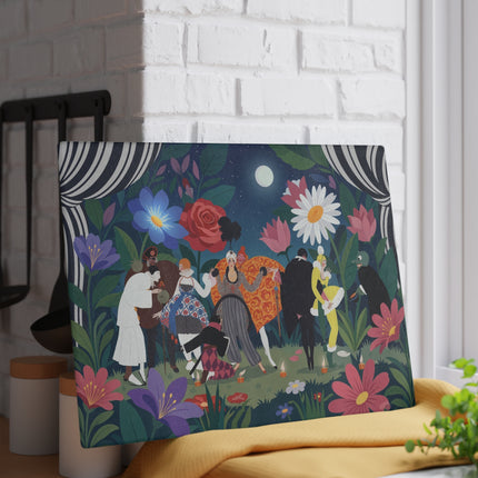 🌙🌺 The Midnight Garden Masquerade Glass Cutting Board – Art Deco Floral Fantasy