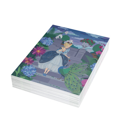 🦚🌸 The Lady Of The Peacock Garden Greeting Card – Art Deco Floral Elegance