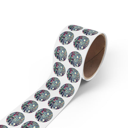 Whimsical Christmas Tea Party Round Sticker Label Rolls