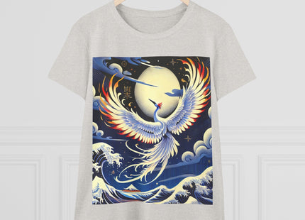 Majestic White Crane Women's Midweight Cotton Tee