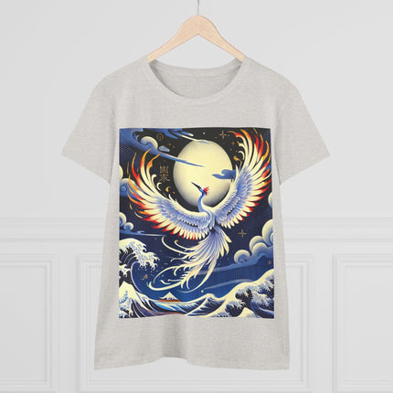 Majestic White Crane Cotton Tee