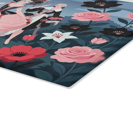 🌹🎭 The Ladies Of The Midnight Rose Garden Glass Cutting Board – Art Deco Masquerade Elegance