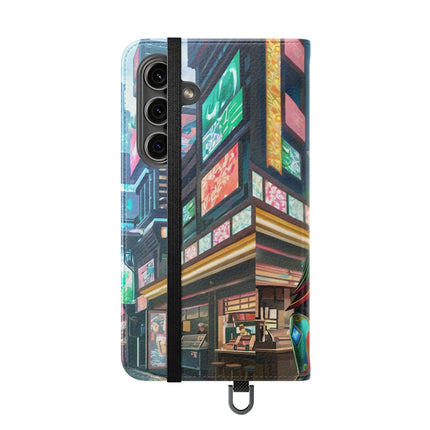 🐆🦜 Cybernetic Duets Flip Case – Neon Elegance & Digital Harmony