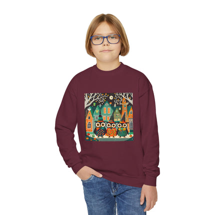 Night of the Trick-or-Treating Owlets Youth Crewneck Sweatshirt