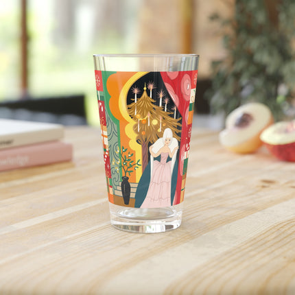 ❤️ The Lady Of The Candlelit Christmas Alcove Pint Glass – Art Deco Holiday Elegance