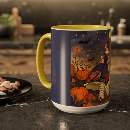 🌙🎃 The Moonlit Garden Walk Colorful Mug – Elegant Halloween Charm