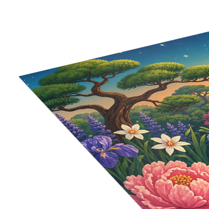 🌕🎸 The Moonlight Koi Serenade Kitten Greeting Card – Whimsical Japanese Garden