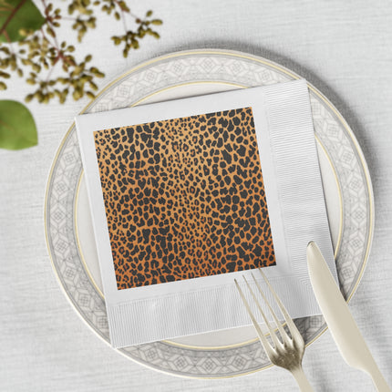 Classic Leopard Print White Coined Napkins