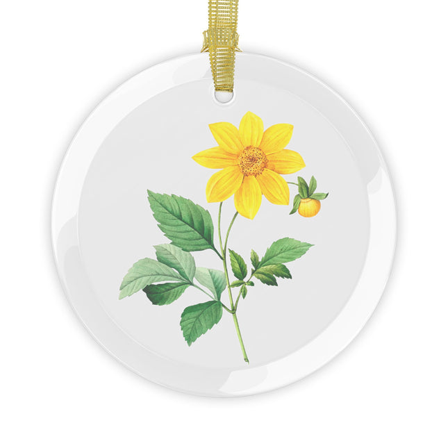 Dahlia botanical illustration by Pierre-Joseph Redouté Glass Ornament