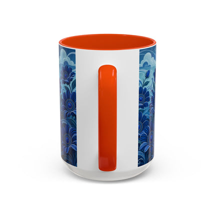💙🌸 The Sapphire Wind Dancer Colorful Mug – Art Deco Floral Fantasy