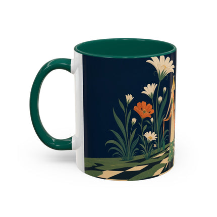 🌼🧡 The Midnight Floral Masquerade Colorful Mug – Art Deco Fashion Fantasy